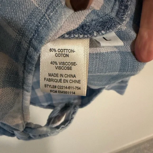 *EUC* Cloth & Stone Blue and Pink Plaid Button Down Shirt - Picture 4 of 7